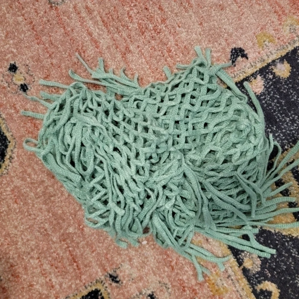 Turquoise netted fringe scarf